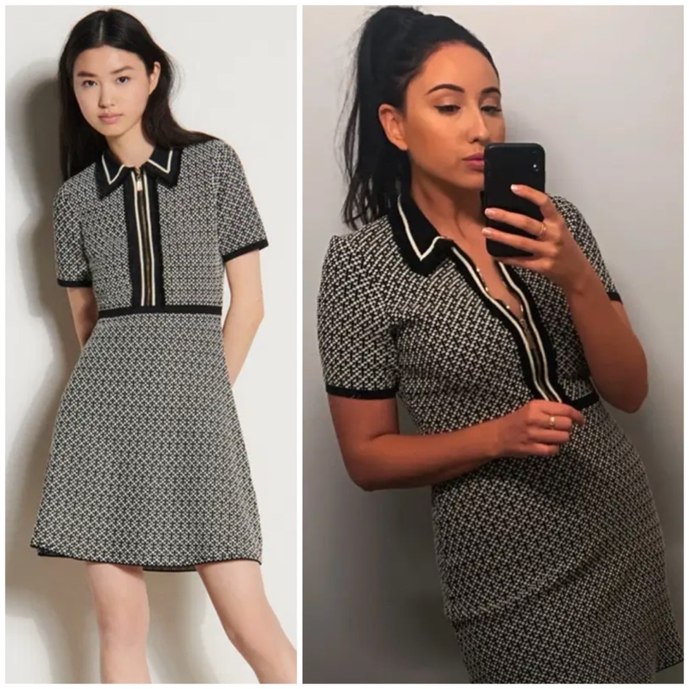 Sandro Black and White Tweed Mini Dress